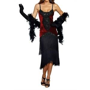 NEW INCHARACTER COSTUMES women's million dollar baby flapper costume in black/re